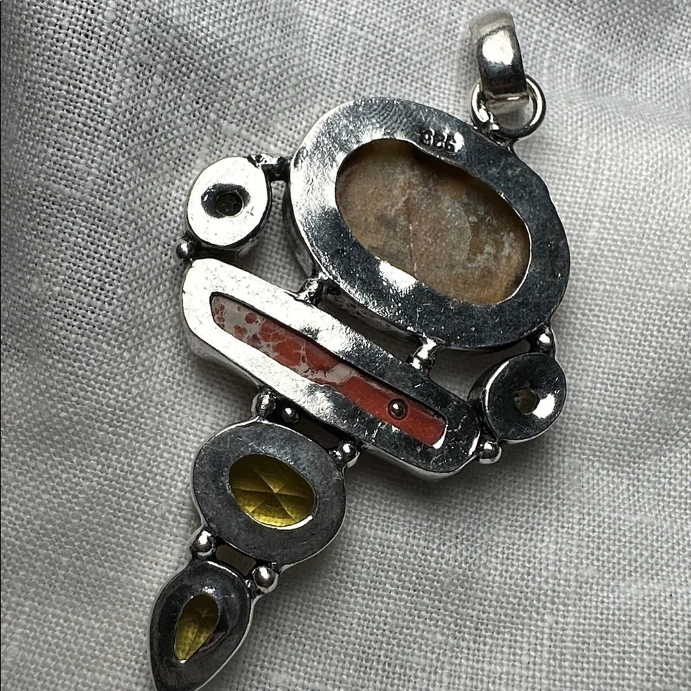 Artisan Handcrafted Jewelry YELLOW LACE AGATE And CITRINE Multi-Stone Pendant - Picture 13 of 15